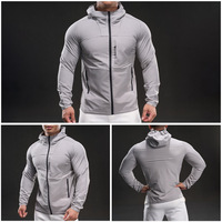 Pakaian Olahraga Pria Hoodie Full Zip Jaket Sport Performa Tinggi Elastis untuk Hiking Trekking Climbing Outerwear Jogging Workout