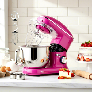 Batteur à crème électrique automatique en acier inoxydable 4L, design à tête inclinable, 6 vitesses, avec boîtier en plastique pour usage domestique sur comptoir - Product Image 1