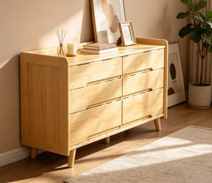 Modern Solid Wood <b>6</b>-<b>Drawer</b> Cabinet Midcentury Style Storage Furniture for Living Room Home Use - Product Image 4