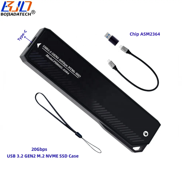 Factory Wholesale 20Gbps USB 3.2 Type-C to M.2 NGFF SSD Enclosure Case ASM2364 With Data Cable for 2280 M2 NVME SSD