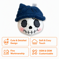 Porte-clés Peluche Crâne Personnalisé OEM ODM, Pendentif Mignon Halloween, Jouet Doux, Breloque de Sac, Poupée Kawaii, Cadeau Promotionnel avec Chapeau