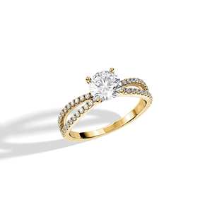 18K Goud Lab Gegroeid Diamant Split Schacht Verlovingsring Verlovingsband Unieke Bruidsring - Product Image 1