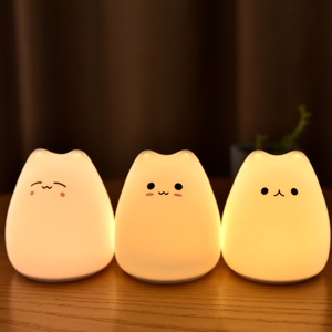 Lámpara de Noche LED RGB con Forma de Gato, que Cambia de Color, para Mesa de Noche, Linda, Blanca, para Niños, Bebés y Niños Pequeños - Product Image 2