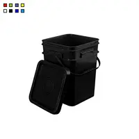 Black Square Plastic Buckets With Lids With Handles