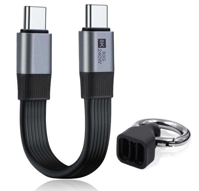 USB C Cable Support 80Gbps Data Transfer, 240W PD Fast Power Charging, 8K60Hz Video Display USB4.0 E-Marker Chip Keychain Design