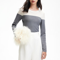 Pull-over en maille décontracté à col rond pour femme, style color-block, en fibre de polyester, design minimaliste, collection Printemps 2026, style européen et américain