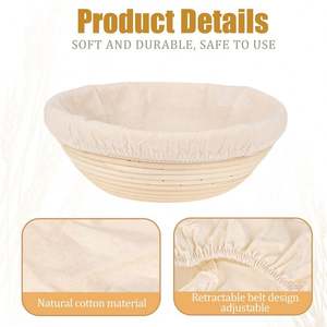 Trancheuse à pain pour ronds au levain Banetton ensemble coupe-pâte manche en bois gros rotin épreuvage panier <span class=keywords><strong>paille</strong></span> - Product Image 4