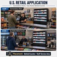 TERMEIN Custom America Vitrine à cigarettes en métal noir haute capacité pour magasin de proximité avec poussoirs à ressort