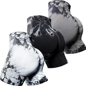 Shorts de sport pour femmes à taille haute, imprimés tie-dye, respirants, à séchage rapide, sans couture, pour le yoga et l'entraînement - Product Image 2