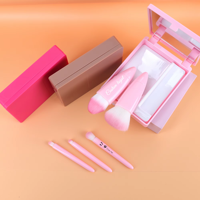 Ensemble de pinceaux de maquillage de voyage 5 pièces Mini fonction complète avec miroir Kit de pinceaux cosmétiques