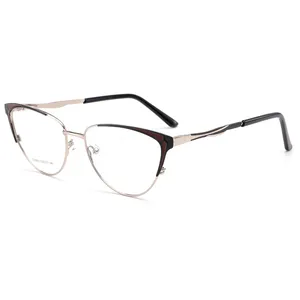 2024 Fashion Cat Eye Woman Eyeglasses Wholesale Metal Optical Frames Spectacle Glasses