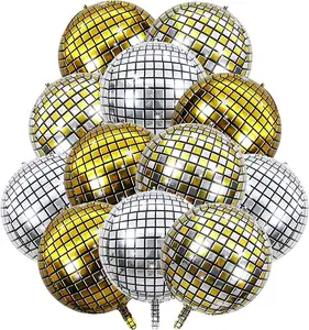 Шар для дискотеки, большой надувной шар в ретро стиле из алюминиевой фольги, шар для дискотеки 4D, 22 дюйма, для дня рождения и свадьбы, 22 дюйма