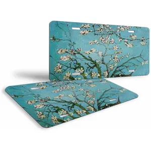 Artist Collection Painting Front License Plate Van Gogh Almond Blossom Metal Souvenir Embossed Logo Printing Licence Plate