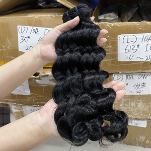 Perruque en cheveux vierges naturels, mèches ondulées profondes, rideau de cheveux, queue de cheval à enrouler pour femmes, commerce extérieur, en stock - Product Image 3