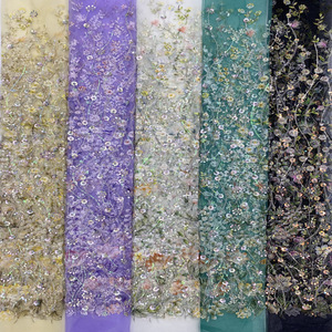 Nouvelle robe <span class=keywords><strong>de</strong></span> soirée pour femmes en tissu brocart imprimé à motifs floraux résistant à l'abrasion, avec des perles brodées - Product Image 3