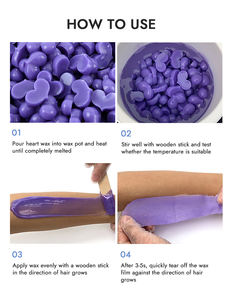 En stock Waxkiss Wholesale 500g Lavender Love Heart Bean Cera depilatoria dura en perlas sin dolor para piernas, manos, axilas y bikini. - Product Image 6