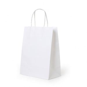 Sacs en papier kraft blancs personnalisés avec poignées, impression intégrale, 100 g/m², vente chaude, prix abordable - Product Image 1