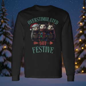 T-shirt à manches longues « Possum » de Noël festif et amusant, pour les surstimulés - Product Image 3