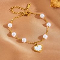Bracelet unisexe Jiachen en alliage de zinc plaqué or 18 carats avec pierre naturelle taille cœur et sertissage griffe, idéal pour mariage et fiançailles