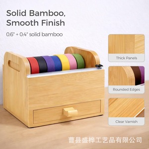 Estante de almacenamiento de cintas de madera con cajón, organizador de escritorio para papelería de oficina y suministros de manualidades - Product Image 5