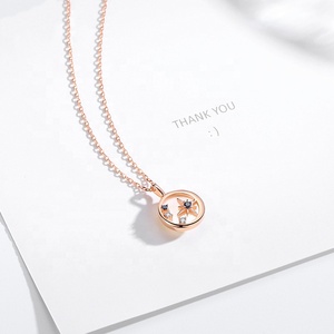 ML75 Fashion Trendy Women 925 <strong>Sterling</strong> <strong>Silver</strong> Rose Gold Round Shell Evening <strong>Star</strong> Shape Shell <strong>Necklace</strong> Jewelry - Product Image 3