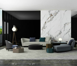 ขนาดใหญ่3200x1600x12มม. กระเบื้องเคลือบเงาสีดำบริสุทธิ์สำหรับสวนกลางแจ้งสำหรับการออกแบบตกแต่งภายใน - Product Image 3