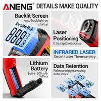 Termometer Inframerah Presisi Tinggi ANENG TH207, Respon Cepat 0,5 detik, Pistol Suhu Laser untuk Penggunaan Industri