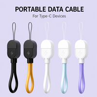 Kabel Data Portabel 60W USB-C ke USB-C Kabel Pengisi Daya 16cm Gantungan Kunci Pengisi Daya Cepat Kabel Transfer Data untuk Ponsel Power Bank