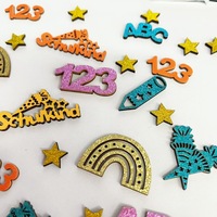 Confettis en bois super scintillants pour la rentrée scolaire, lettres ABC arc-en-ciel, paillettes colorées pour enfants, sequins numériques aux couleurs vives