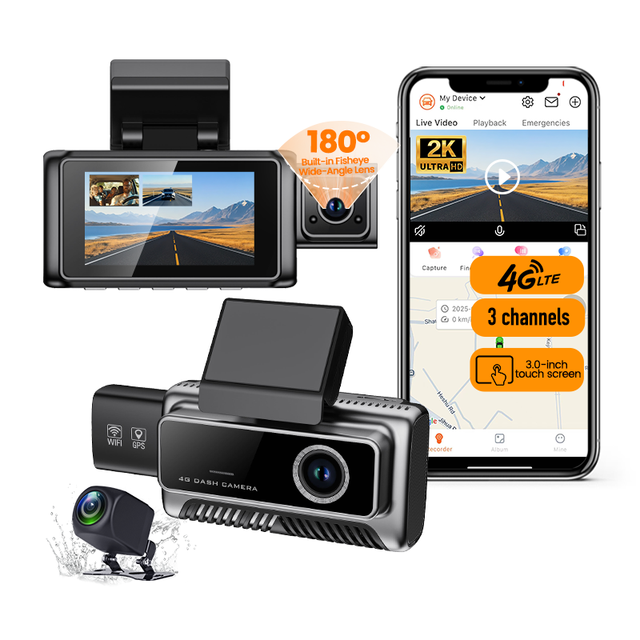 2026 NEW 4G Dash Cam 3Lens with WIFI Gps 2K+1K+1K IR Night Vision 3inch Touch Screen ADAS BSD Car Black Box Parking Monitor