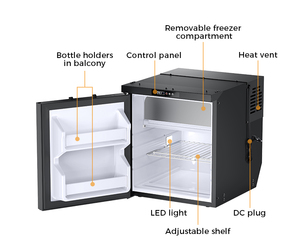 Refrigerador de compresor para caravana de 65L, silencioso, empotrado, para autocaravana, camping - Product Image 2