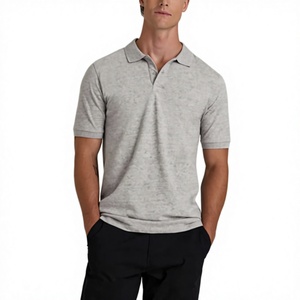 Polo pour homme, col en V, coupe ajustée, polyester/coton, tricot uni, 220 GSM, logo personnalisé OEM, directement de l'usine - Product Image 1