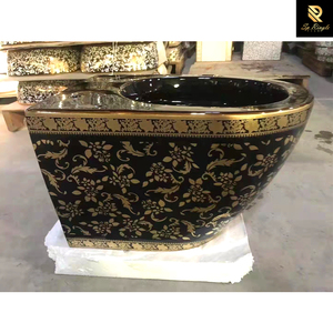 Gold <strong>Black</strong> <strong>Toilet</strong> Bowl Mesh Ceramic Prefab Luxury Bathroom Art Wall Hung Wash Basin <strong>Toilet</strong> - Product Image 2