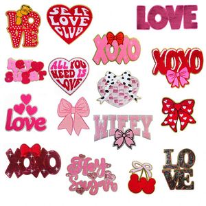 Stock <b>Big</b> Size 28cm Iron on Embroidered Valentine <b>Bow</b> love Xoxo Bemine Patch for T-shirt Hoodies - Product Image 1