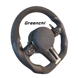 พวงมาลัยคาร์บอนไฟเบอร์สำหรับ BMW <span class=keywords><strong>F10</strong></span> F18 ซีรีส์ 5 หุ้มหนัง Alcantara แบบสั่งทำพิเศษ ดีไซน์ก้นแบน สำหรับตกแต่งภายในแบบสปอร์ต ไม่มีถุงลมนิรภัย - Product Image 2