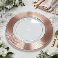 Assiettes de présentation rondes de luxe en acrylique transparent de 13 pouces, sous-assiettes décoratives en plastique pour Noël, mariages, banquets et décoration de table de fête