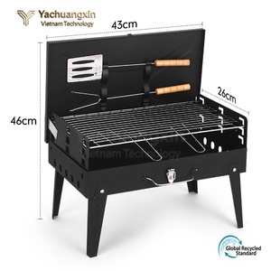 Portable Folding Charcoal Grill 43x26x46cm Steel Outdoor Camping <b>BBQ</b> Grill with <b>Tools</b> and Painted Finish - Product Image 2