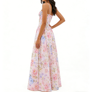 Robes à imprimé floral personnalisées, <span class=keywords><strong>taille</strong></span> corset, <span class=keywords><strong>robe</strong></span> maxi élégante romantique pour femme, <span class=keywords><strong>robe</strong></span> de soirée d'été, <span class=keywords><strong>robe</strong></span> de vacances florale pour femme - Product Image 2