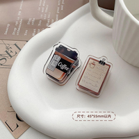 Clip Acrílico Personalizado con Diseño de Taza de Café de la Serie Coffee Old Time, Estilo Americano Vintage, para Almacenamiento de Notas y Papelería