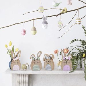 Wooden Easter Bunny Decor Set MDF Rabbit Shape Indoor Party Ornament Spring Gift - Product Image 3
