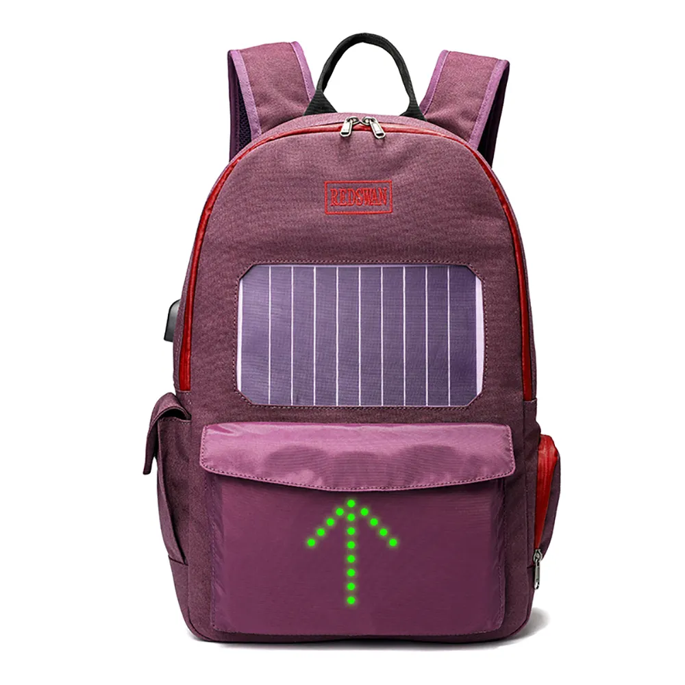 Newest Design Waterproof Nylon Led flash light MotorCycle Bag solar panel power charging Backpack with Charging the phone laptop