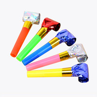 Papier d'or pour enfants soufflant Dragon jouet en plastique corne accessoires de fête d'anniversaire petit rouleau de sifflet Diwali emballé dans un sac