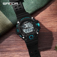 Montre de sport SANDA 326 pour homme, alarme hebdomadaire, chronomètre, affichage numérique LED avec rétroéclairage, montre étanche pour homme
