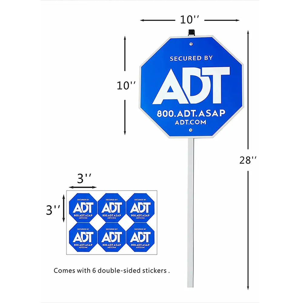 ADT 빈 접이식 휴대용 30 인치 보안 야드 표지판 말뚝과 알루미늄 포스트 옥외