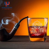 Verre à Whisky Carré Transparent de 9 oz Personnalisé et Gravé avec Logo pour Fêtes, Mariages et Bars