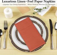 Serviettes en papier imprimées naturelles 2 plis, serviettes de table Airlaid avec pochette de style sac pour couverts