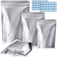 Sachet Doypack en aluminium à fermeture éclair, scellé sur quatre côtés, pour emballage alimentaire et stockage de café, argenté, personnalisable, très demandé