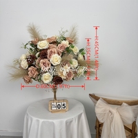 DKB Bola de Flores Artificiales de 50cm, Color Blanco, Rosa de Seda Realista, Centro de Mesa con Peonías para Decoración de Mesa de Ceremonia de Boda