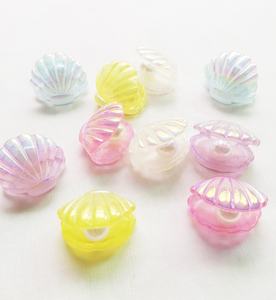 Almeja de colores mezclados de 23mm con pegamento de piedra de resina perlada <span class=keywords><strong>en</strong></span> la parte superior de los zapatos como decoración Venta caliente - Product Image 1