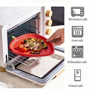 Assiette en céramique motif fraise 10 pouces, compatible micro-ondes et lave-vaisselle, design <span class=keywords><strong>baies</strong></span>, assiette décorative à thème fruité - Product Image 4